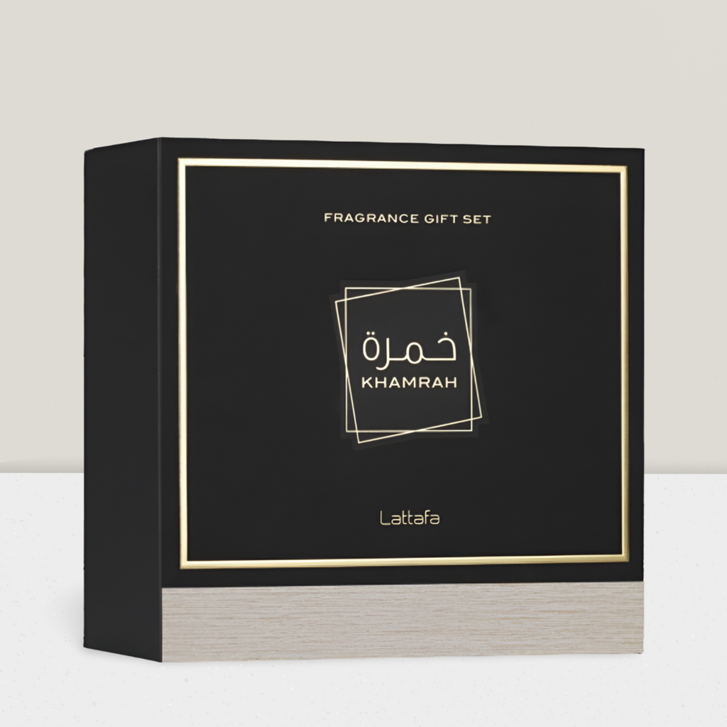 Lattafa - Khamrah 100ml EDP + Haarspray 50ml + 12ml Reisespray Geschenkeset Gift Set Bundle